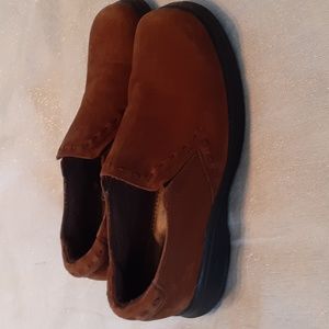 Dr Scholl's Nubuk Leather Cognac Double Air Pillow Slip On Shoes  8.5